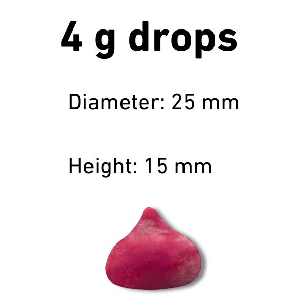 4 g size of drop