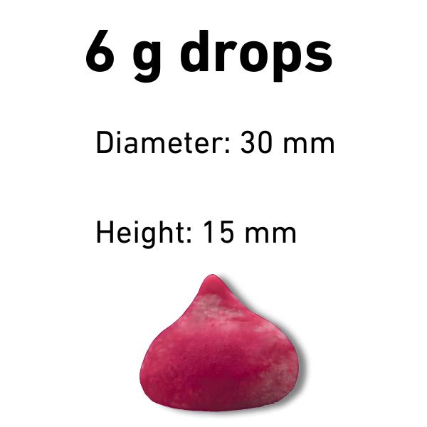 size of 6 g drop