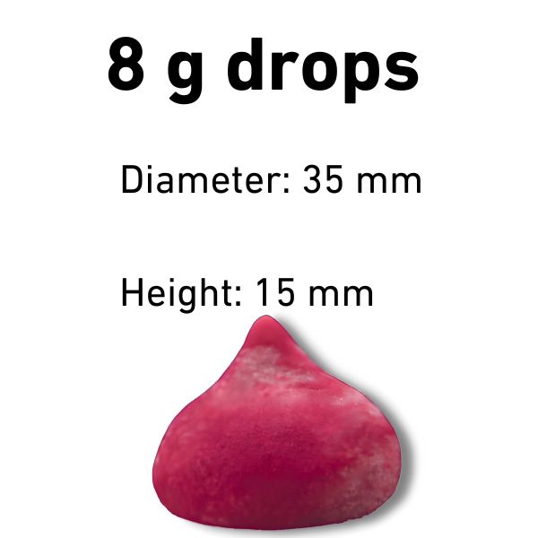 Size of 8 g drop